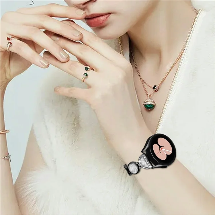 Para Samsung Galaxy Watch7 44mm / 40mm Banda Diseño de Arena Movediza Metal Watch Correa Pulsera - Negro