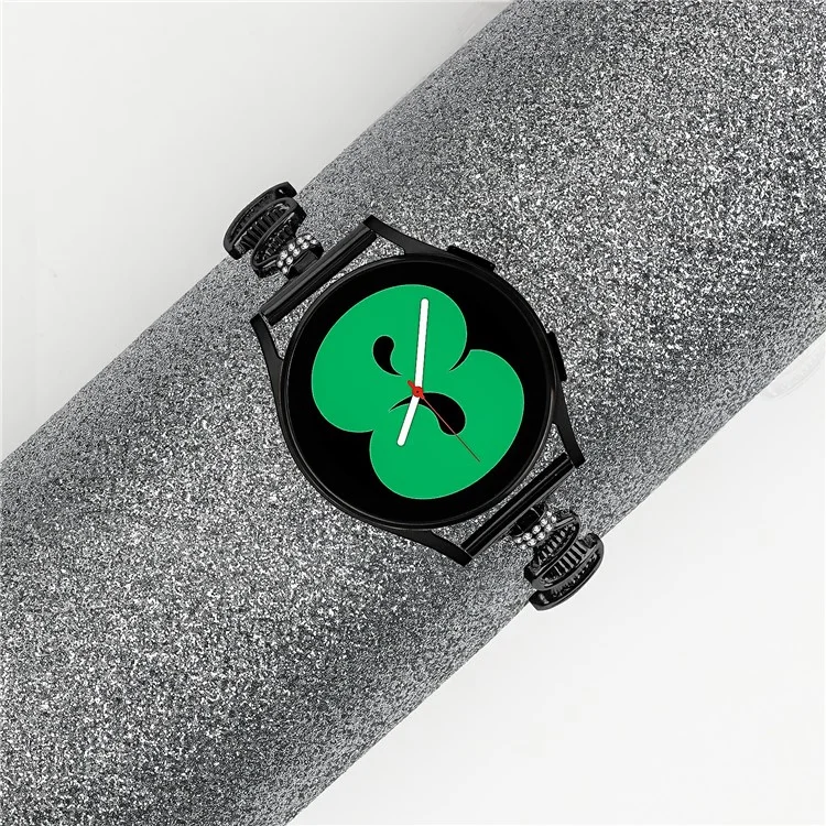 For Samsung Galaxy Watch7 44mm / 40mm Wavy Texture Band Alloy Metal Watch Strap Bling Bracelet - Black