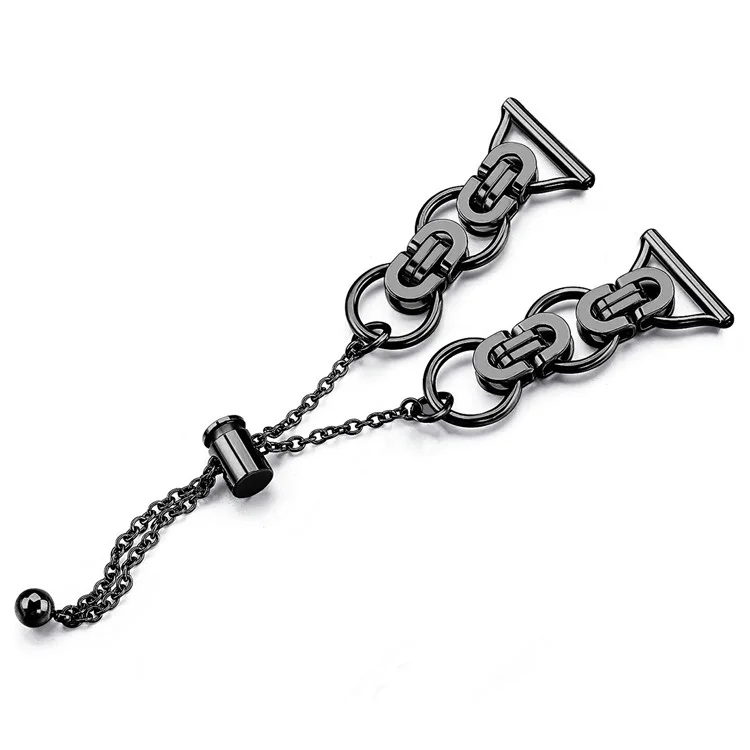 For Samsung Galaxy Watch7 44mm / 40mm Smart Watch Band Single Chain Style Metal Bracelet - Black