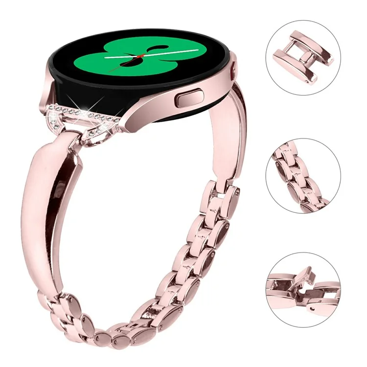 Cinturino per orologio per Samsung Galaxy Watch7 44mm / 40mm Cinturino di ricambio a forma di D con decorazione di strass in lega - rosa