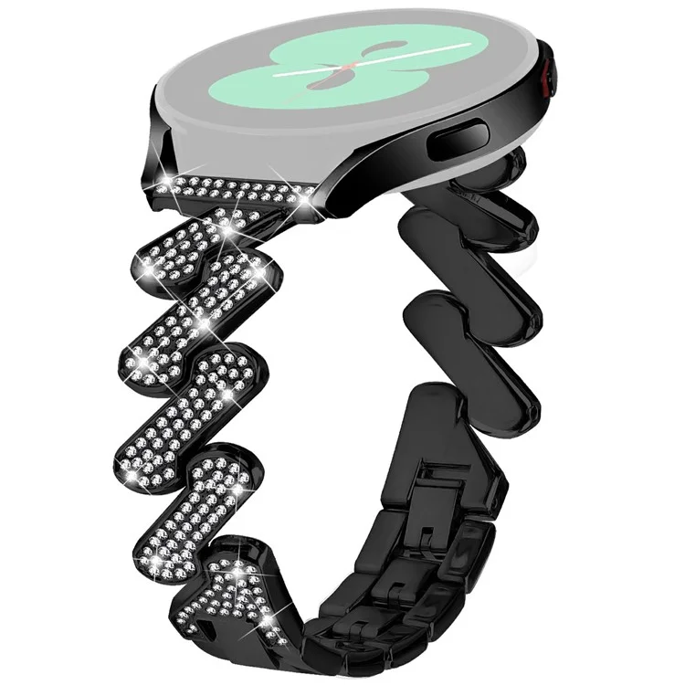 Para Samsung Galaxy Watch7 de 44 mm / 40 mm Correa de aleación con decoración de cristales de Rhinestone - Negro