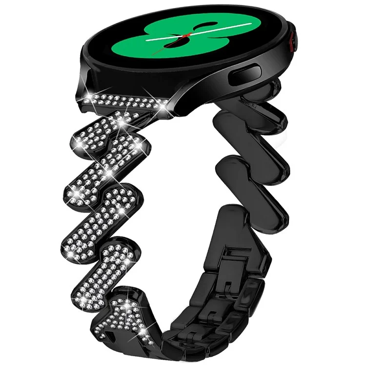 Para Samsung Galaxy Watch7 de 44 mm / 40 mm Correa de aleación con decoración de cristales de Rhinestone - Negro