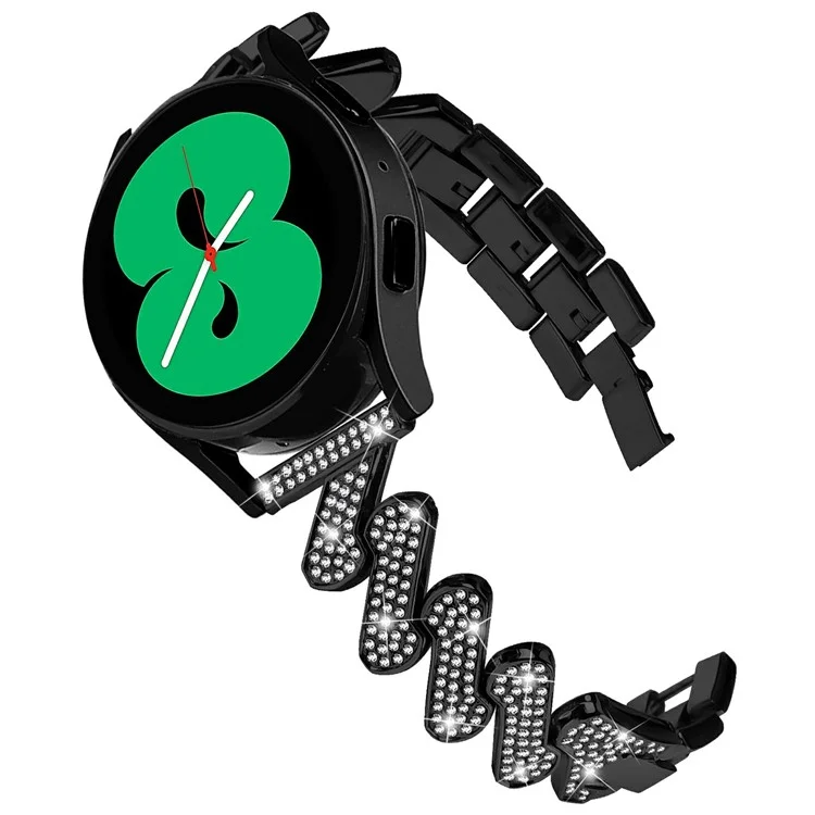 Para Samsung Galaxy Watch7 de 44 mm / 40 mm Correa de aleación con decoración de cristales de Rhinestone - Negro