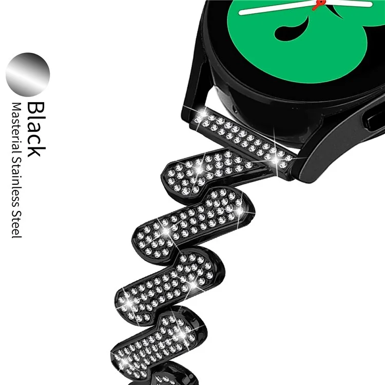Para Samsung Galaxy Watch7 de 44 mm / 40 mm Correa de aleación con decoración de cristales de Rhinestone - Negro