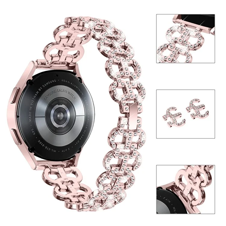 Pour Samsung Galaxy Watch7 44mm / 40mm Bracelet en alliage de forme gourde Bling Watch Strap Bracelet de remplacement - Rose