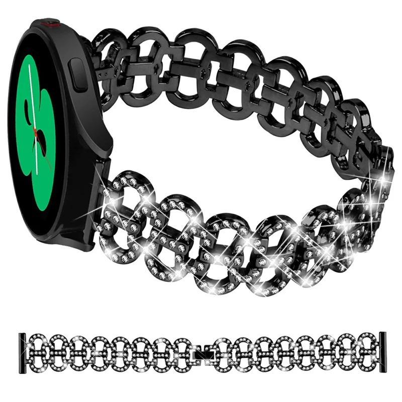 For Samsung Galaxy Watch7 44mm / 40mm Alloy Band Gourd Design Bling Watch Strap Replacement Bracelet - Black