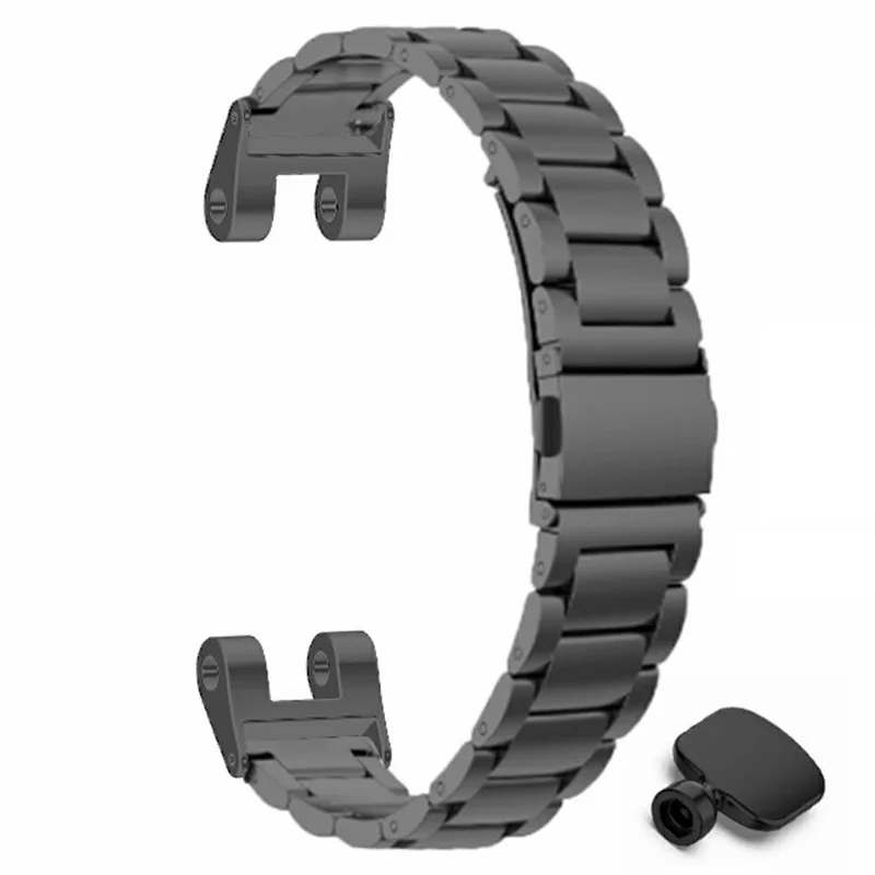 Para Garmin Lily Watch Band Three Bead Solid Stainless Steel Replacement Strap - Preto
