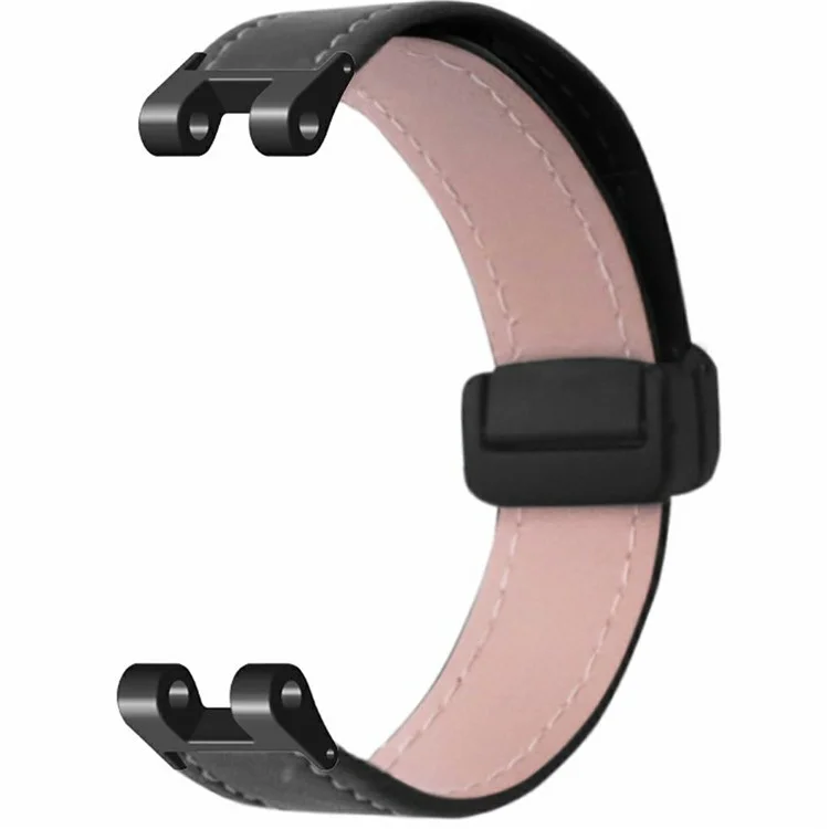 Para Garmin Lily Reloj Correa PU Cuero Brazalete con Hebilla Magnética - Negro