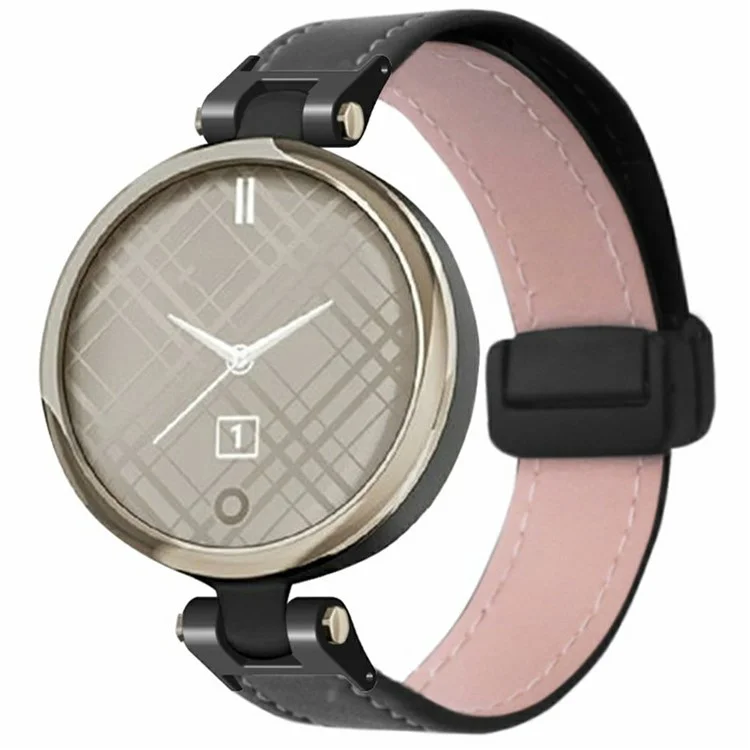 Para Garmin Lily Reloj Correa PU Cuero Brazalete con Hebilla Magnética - Negro
