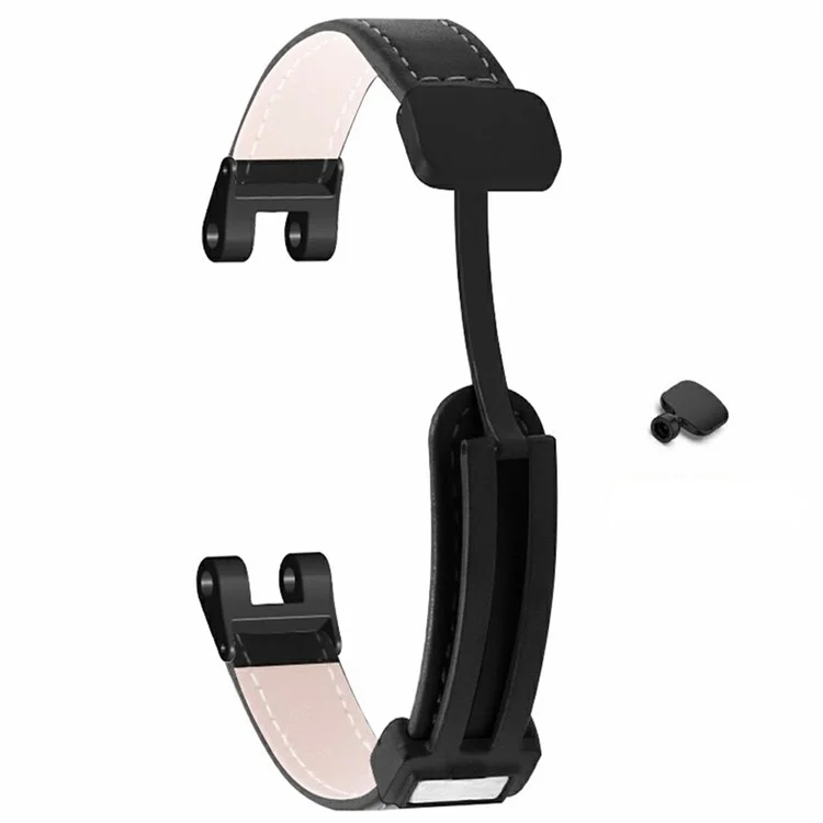Para Garmin Lily Reloj Correa PU Cuero Brazalete con Hebilla Magnética - Negro