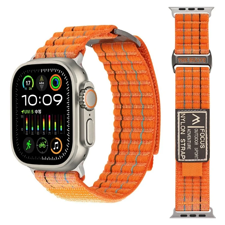 Pour Apple Watch Series 10 46mm  /  Ultra 2  /  Ultra 49mm  /  9 8 7 45mm  /  SE (2023) SE (2022) SE Nylon Loop Watch Strap - Orange