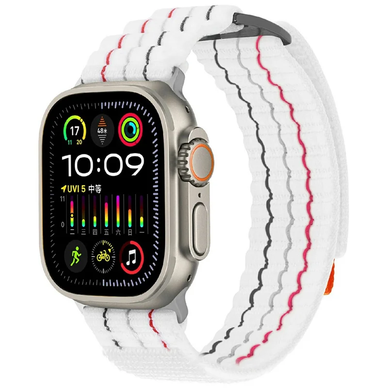 For Apple Watch Ultra 3 2 1 49mm / Series 11 10 46mm / 9 8 7 45mm / SE3 SE2 SE 6 5 4 44mm / 3 2 1 42mm Nylon Loop Watch Strap - White