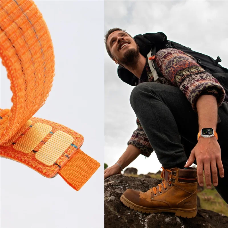 For Apple Watch Ultra 3 2 1 49mm / Series 11 10 46mm / 9 8 7 45mm / SE3 SE2 SE 6 5 4 44mm / 3 2 1 42mm Nylon Loop Watch Strap - White