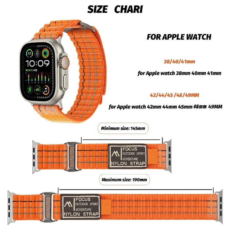 For Apple Watch Ultra 3 2 1 49mm / Series 11 10 46mm / 9 8 7 45mm / SE3 SE2 SE 6 5 4 44mm / 3 2 1 42mm Nylon Loop Watch Strap - White