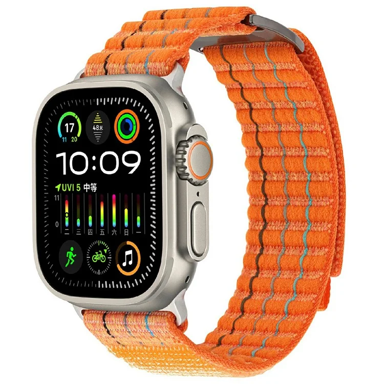 For Apple Watch Series 10 42mm  /  9 8 7 41mm  /  SE (2023) SE (2022) SE 6 5 4 40mm  /  3 2 1 38mm Nylon Loop Watch Strap - Orange