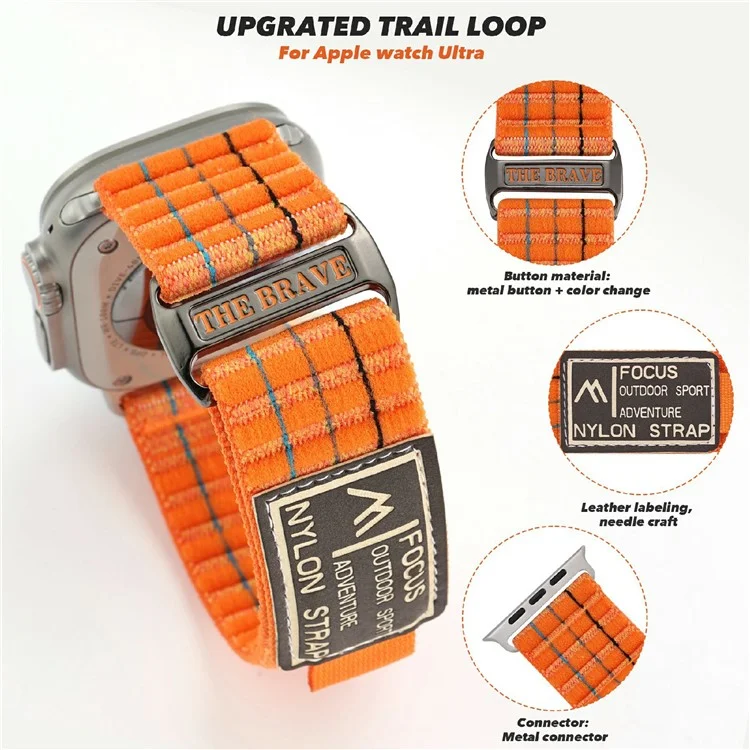 For Apple Watch Series 10 42mm  /  9 8 7 41mm  /  SE (2023) SE (2022) SE 6 5 4 40mm  /  3 2 1 38mm Nylon Loop Watch Strap - Orange