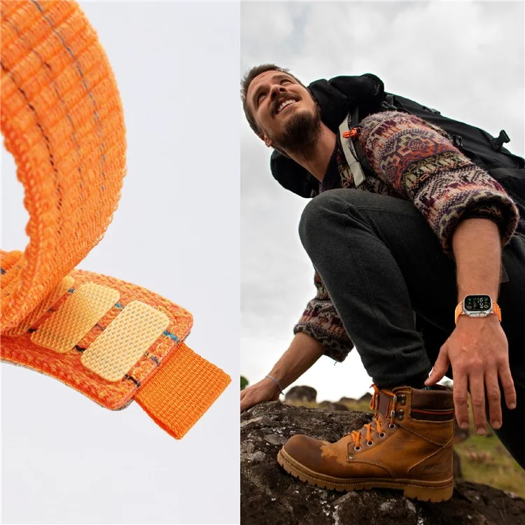For Apple Watch Series 10 42mm  /  9 8 7 41mm  /  SE (2023) SE (2022) SE 6 5 4 40mm  /  3 2 1 38mm Nylon Loop Watch Strap - Orange