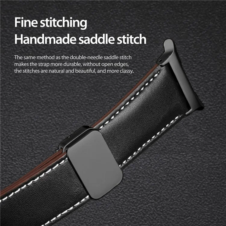 DUX DUCIS YA Series for Samsung Galaxy Watch Ultra 47mm Genuine Cow Leather Strap Magnetic Band - Black