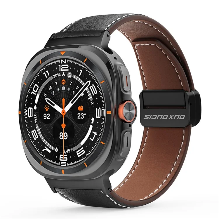 DUX DUCIS YA Series for Samsung Galaxy Watch Ultra 47mm Genuine Cow Leather Strap Magnetic Band - Black