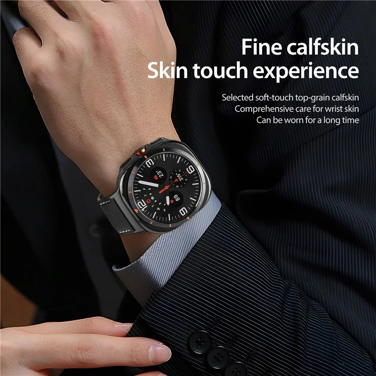DUX DUCIS YA Series for Samsung Galaxy Watch Ultra 47mm Genuine Cow Leather Strap Magnetic Band - Black