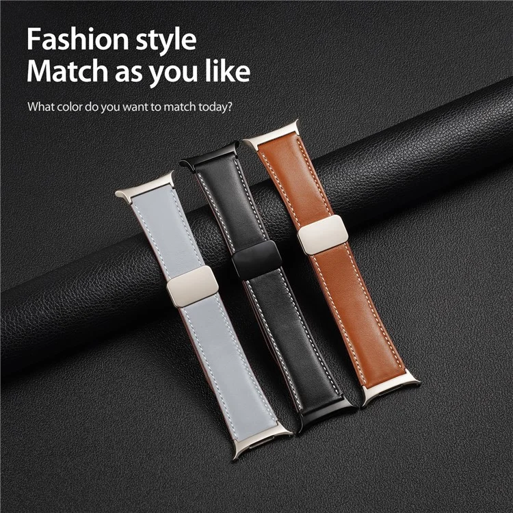 DUX DUCIS YA Series for Samsung Galaxy Watch Ultra 47mm Genuine Cow Leather Strap Magnetic Band - Black