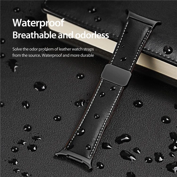 DUX DUCIS YA Series for Samsung Galaxy Watch Ultra 47mm Genuine Cow Leather Strap Magnetic Band - Black