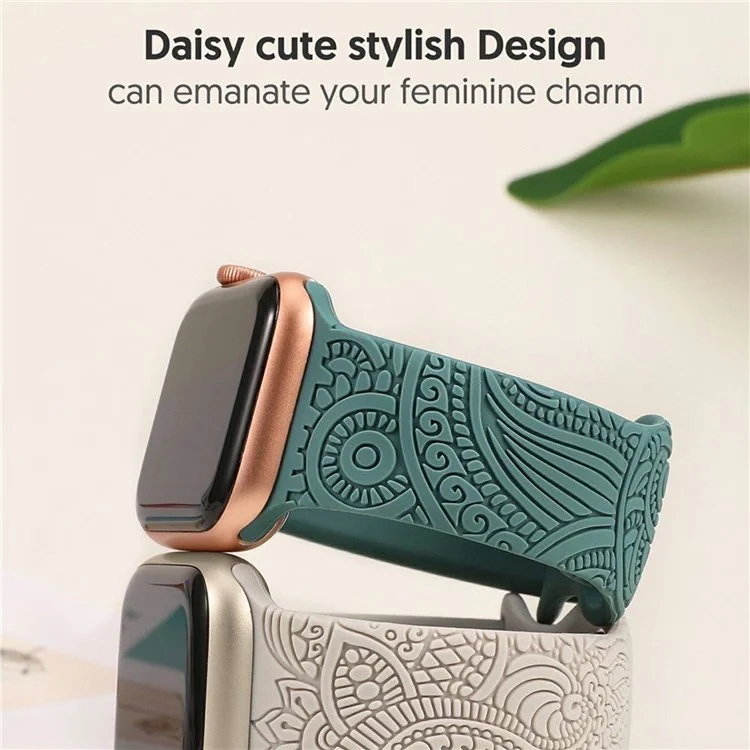Silicone Strap for Apple Watch Series 10 46mm / Ultra 2 Ultra 49mm / Series 9 8 7 45mm / SE (2023) SE (2022) SE 6 5 4 44mm / 3 2 1 42mm - Starlight