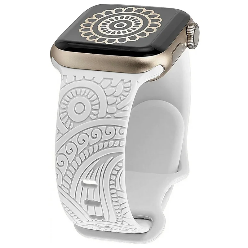 Silicone Strap for Apple Watch Series 10 46mm / Ultra 2 Ultra 49mm / Series 9 8 7 45mm / SE (2023) SE (2022) SE 6 5 4 44mm / 3 2 1 42mm - White