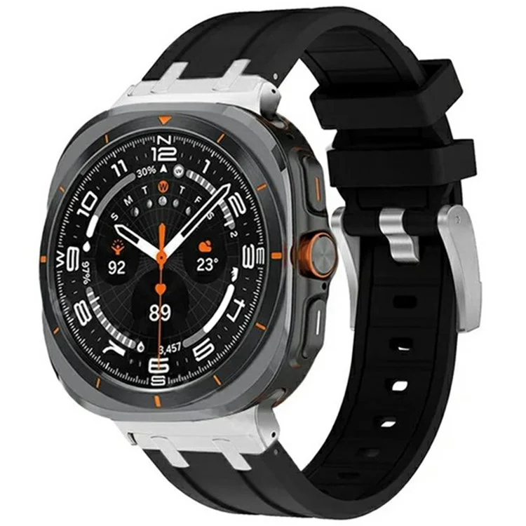 Per Samsung Galaxy Watch Ultra 47mm Cinturino dell'orologio di ricambio Cinturino in silicone per orologio - Argento+Nero