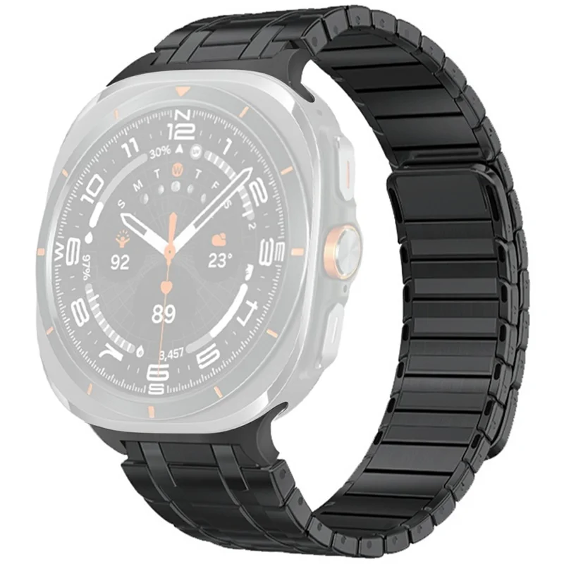 For Samsung Galaxy Watch Ultra 47mm Watch Band Magnetic Stainless Steel Replacement Strap - Black