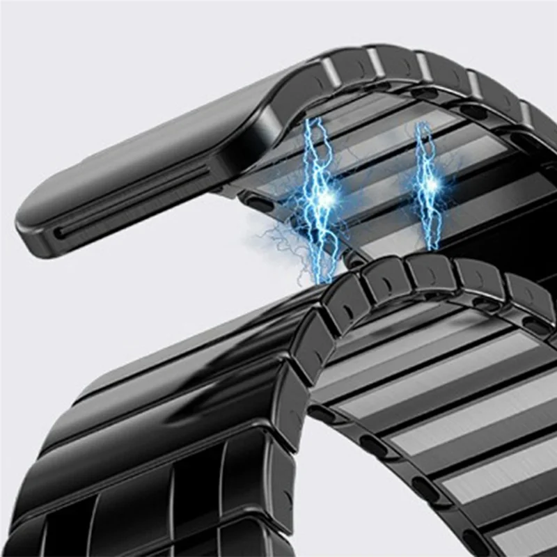 For Samsung Galaxy Watch Ultra 47mm Watch Band Magnetic Stainless Steel Replacement Strap - Black