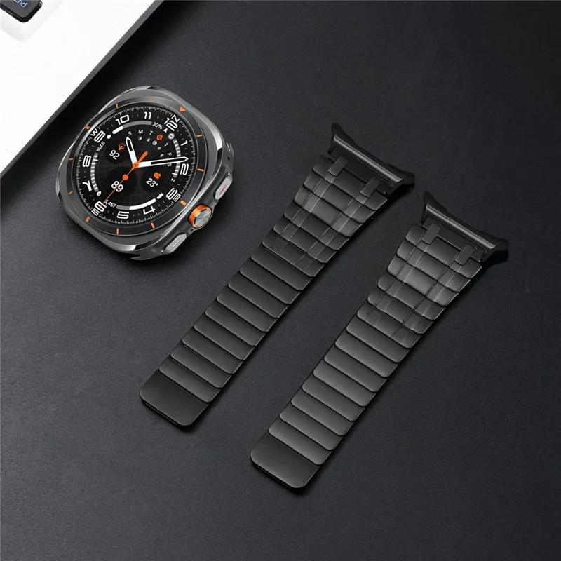 For Samsung Galaxy Watch Ultra 47mm Watch Band Magnetic Stainless Steel Replacement Strap - Black