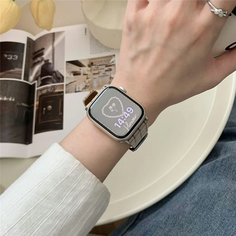 Plaid Woolen Strap for Apple Watch Series 11 10 42mm / 9 8 7 41mm / SE3 SE2 SE 6 5 4 40mm / 3 2 1 38mm - Style 7