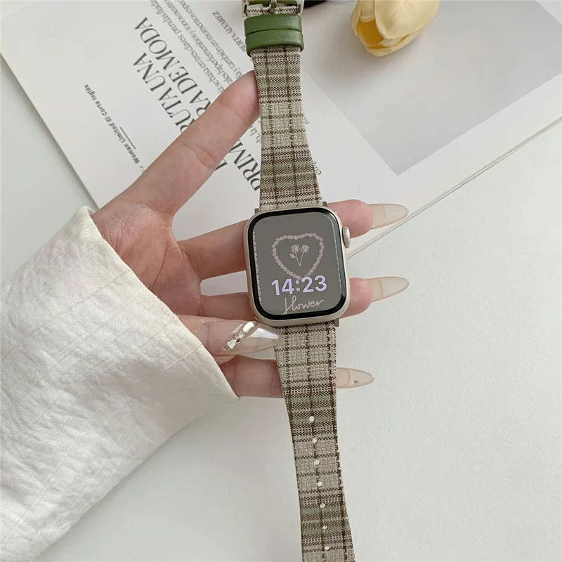 Plaid Woolen Strap for Apple Watch Series 11 10 42mm / 9 8 7 41mm / SE3 SE2 SE 6 5 4 40mm / 3 2 1 38mm - Style 7
