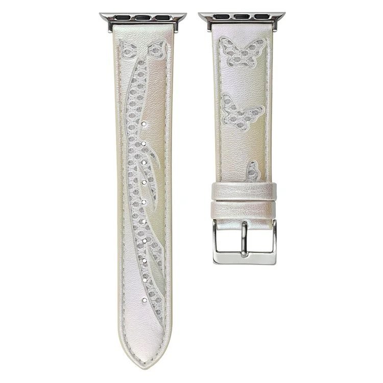 Mesh + Lederarmband für Apple Watch Series 10 46mm / Ultra 2 Ultra 49mm / Series 9 8 7 45mm / SE (2023) SE (2022) SE 6 5 4 44mm / 3 2 1 42mm - Weiß