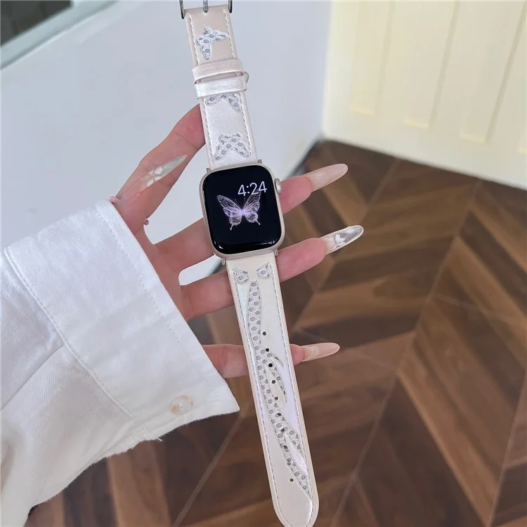 Mesh + Lederarmband für Apple Watch Series 10 46mm / Ultra 2 Ultra 49mm / Series 9 8 7 45mm / SE (2023) SE (2022) SE 6 5 4 44mm / 3 2 1 42mm - Weiß