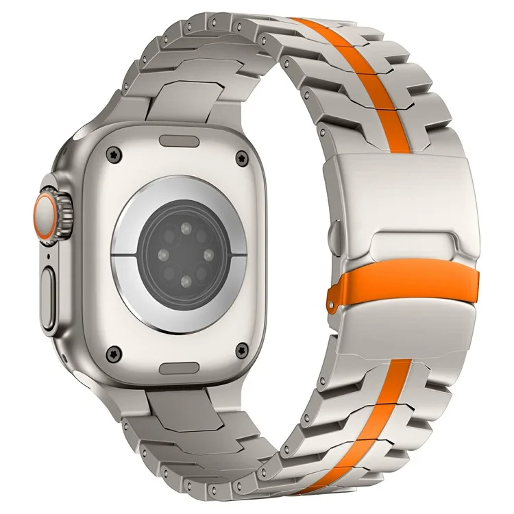 Pulseira de Relógio de Metal para Apple Watch Series 10 46mm / Ultra 2 Ultra 49mm / Series 9 8 7 45mm / SE (2023) SE (2022) SE 6 5 4 44mm / 3 2 1 42mm - Titânio+Laranja