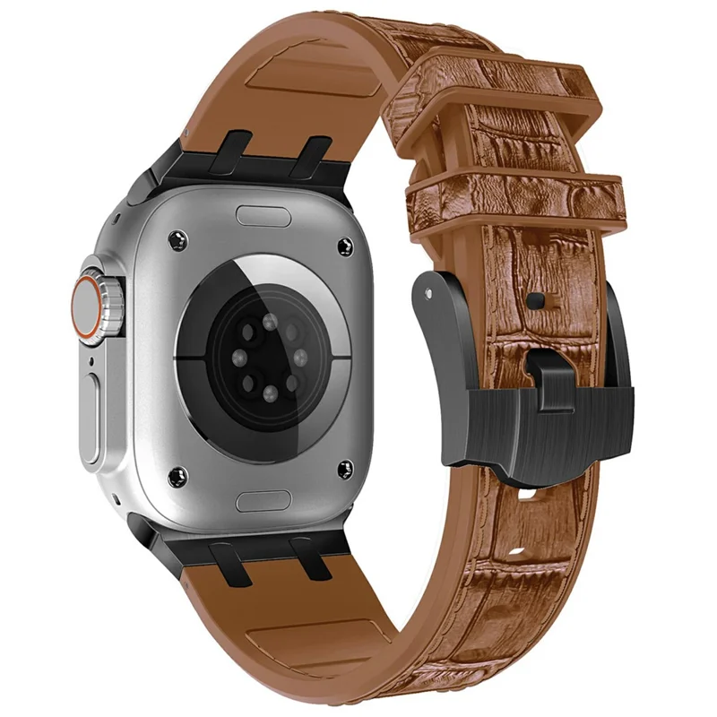 silikongurt für apple watch serie 10 42mm / 9 8 7 41 mm / se (2023) se (2022) se 6 5 4 40 mm / 3 2 1 38 mm - schwarz+hellbraun