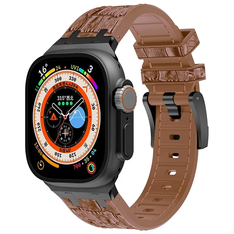 silikongurt für apple watch serie 10 42mm / 9 8 7 41 mm / se (2023) se (2022) se 6 5 4 40 mm / 3 2 1 38 mm - schwarz+hellbraun