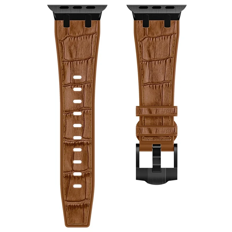 silikongurt für apple watch serie 10 42mm / 9 8 7 41 mm / se (2023) se (2022) se 6 5 4 40 mm / 3 2 1 38 mm - schwarz+hellbraun