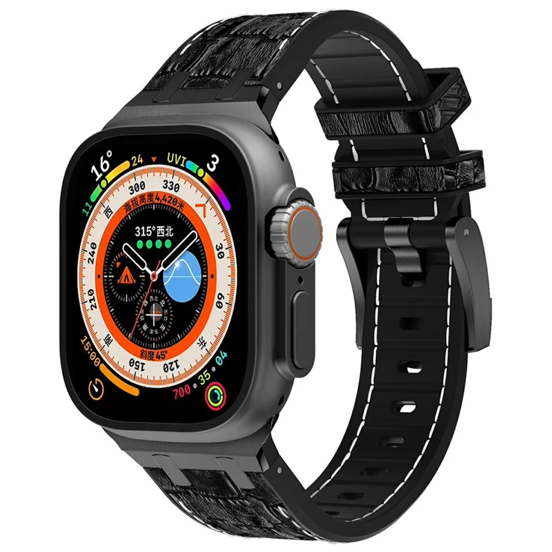 Banda de Silicone para Apple Watch Series 10 46mm / Ultra 2 Ultra 49mm / Series 9 8 7 45mm / SE (2023) SE (2022) SE 6 5 4 44mm / 3 2 1 42mm - Preto+Branco+Preto