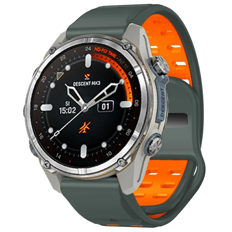 Pour Garmin Fenix 8 47mm / Fenix E 47mm Bracelet de montre en silicone à dégagement rapide Dual Color Watch Strap - Gris charbon+Orange