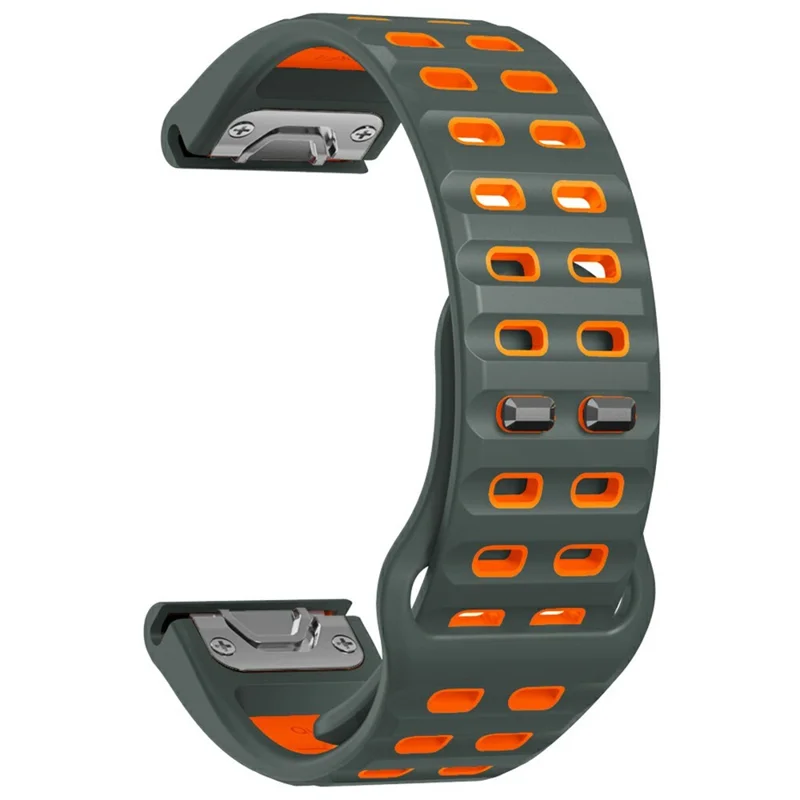 Pour Garmin Fenix 8 47mm / Fenix E 47mm Bracelet de montre en silicone à dégagement rapide Dual Color Watch Strap - Gris charbon+Orange