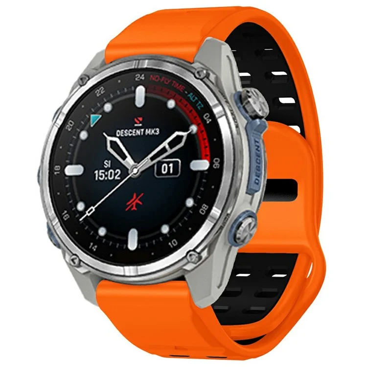 For Garmin Fenix 8 51mm / Enduro 3 / Enduro 2 Silicone Watchband Quick Release Buckle Dual Color Watch Strap - Orange+Black