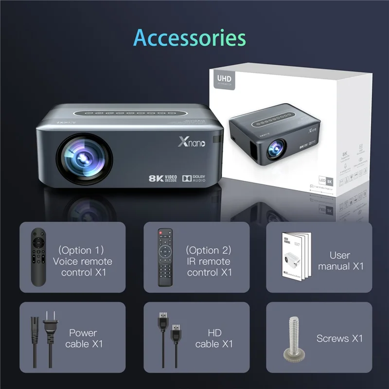 ProjectX1 Portable Projector WiFi Bluetooth-compatible Home Theater 8K HD Video Projector - EU Plug
