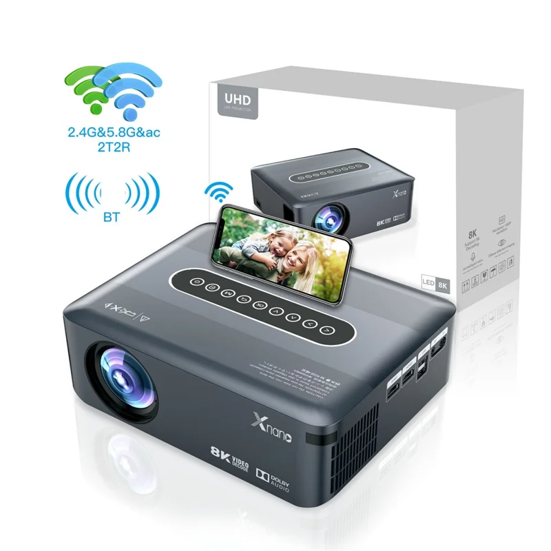 ProjectX1 Portable Projector WiFi Bluetooth-compatible Home Theater 8K HD Video Projector - EU Plug