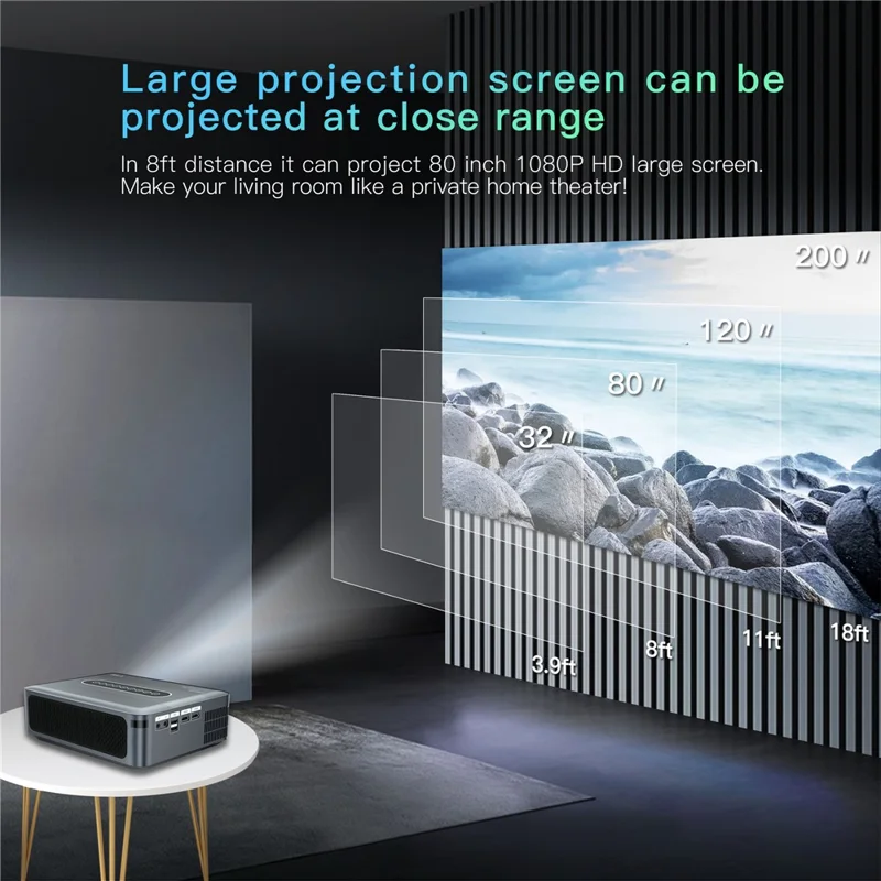 ProjectX1 Portable Projector WiFi Bluetooth-compatible Home Theater 8K HD Video Projector - EU Plug