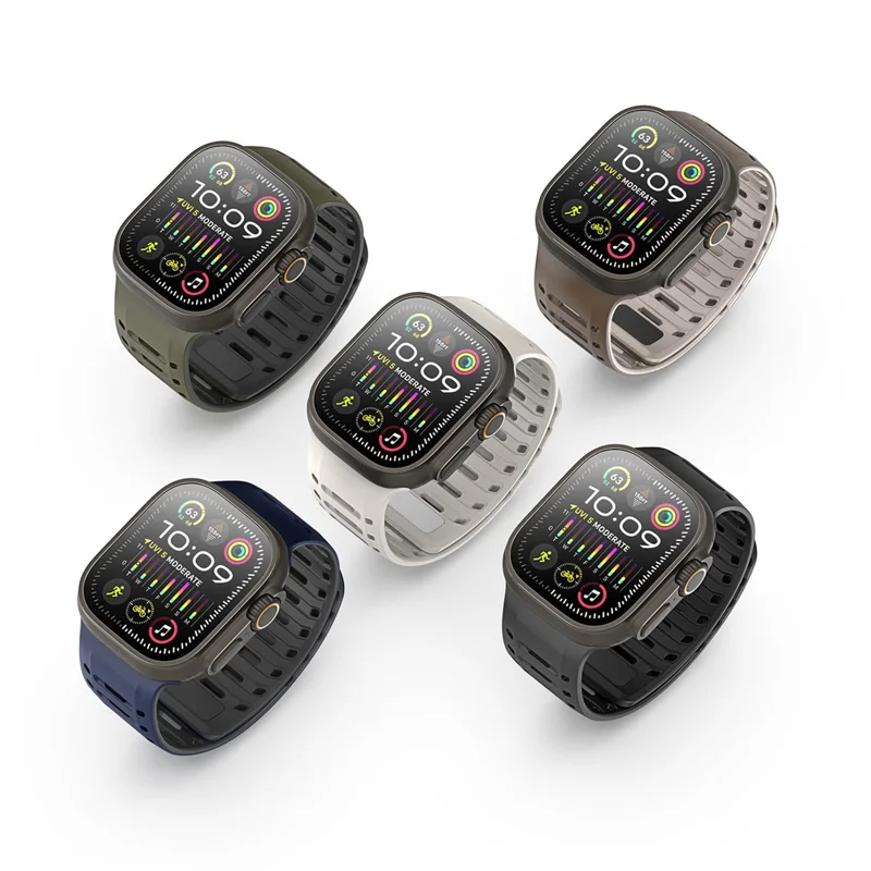 DUX DUCIS per Apple Watch Series 10 46mm / Ultra 2 Ultra 49mm / 9 8 7 45mm / SE (2023) SE (2022) SE 6 5 4 44mm / 3 2 1 42mm Cinturino in Silicone - Blu Nero