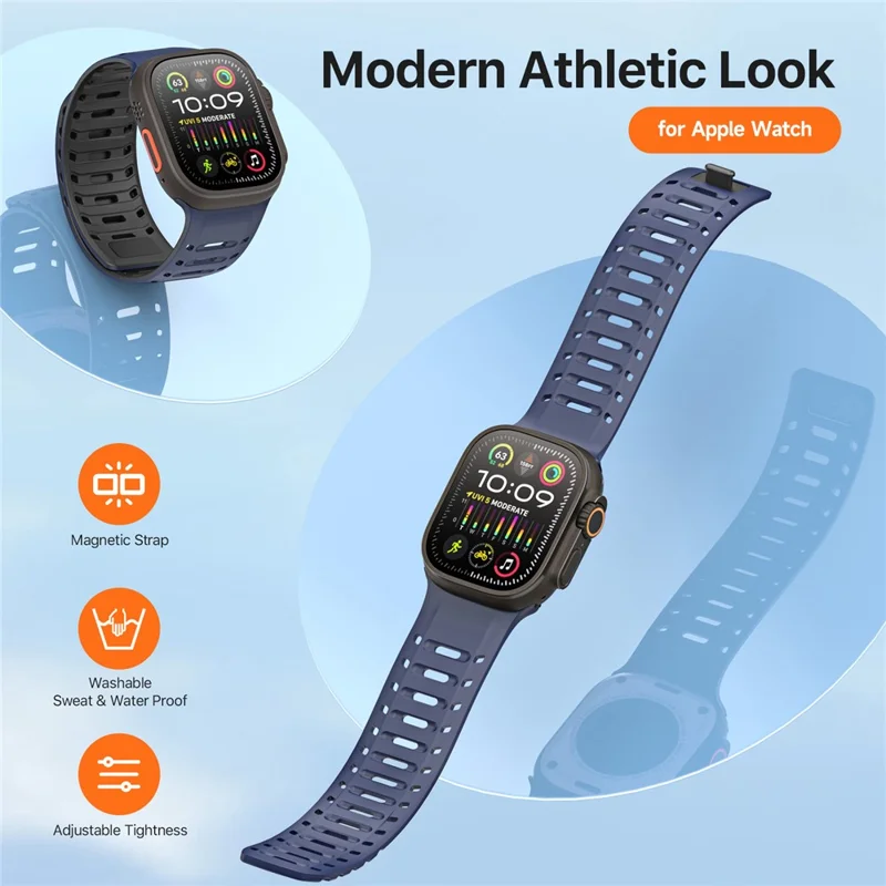 DUX DUCIS per Apple Watch Series 10 46mm / Ultra 2 Ultra 49mm / 9 8 7 45mm / SE (2023) SE (2022) SE 6 5 4 44mm / 3 2 1 42mm Cinturino in Silicone - Blu Nero