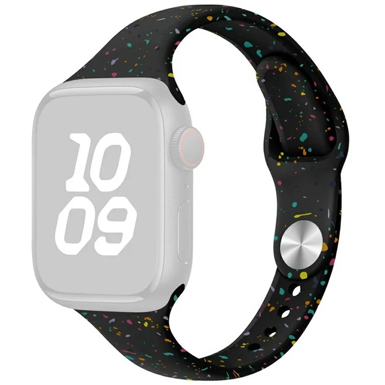 Bracelete de Silicone para Apple Watch Series 10 42mm / 9 8 7 41mm / SE (2023) SE (2022) SE 6 5 4 40mm / 3 2 1 38mm - Preto